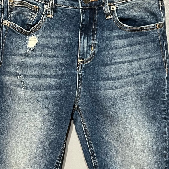 Miss Me Ankle Cropped Skinny Jeans Distressed Studded Details Embroidered Hem - Picture 3 of 8